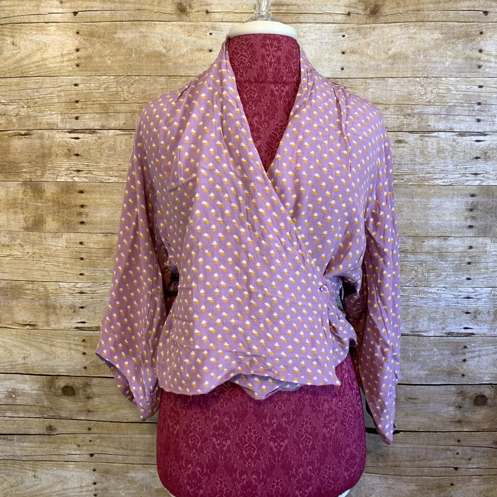 H&M lilac wide sleeve wrap blouse Sz 10